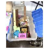 NICE PLASTIC TOTE WITH MISC HARDWARE