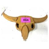 WOOD BULL SKULL