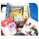 PLASTIC TOTE OF RECIPE BOOKS