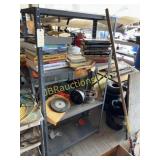 METAL SHELF WITH BOOKS AND CONTENTS