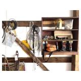 CONTENTS OF SHELF AND ITEMS ON WALL IN PIC