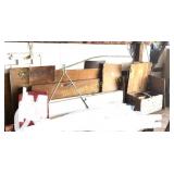 WOOD SCRAPS, WOOD BOX, TABLE SAW FRAME