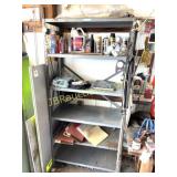 GRAY METAL SHELF AND CONTENTS, CHEMICALS