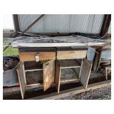 VINTAGE METAL KITCHEN CABINETS W ALUMINUM PARTS