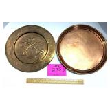 COPPER WALL HANGER DECORATED PLATE AND TRAY