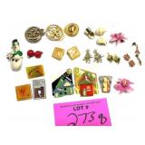 CHRISTMAS EARRINGS, PINS, JEWELRY