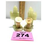 MCM MARBLE BOOKENDS MEXICAN CACTUS - NOTE REPAIR