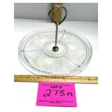 SANDWICH GLASS DIVIDED HANDLED SERVING TRAY