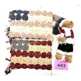 AMERICANA PILLOWS AND STUFFED BEAR