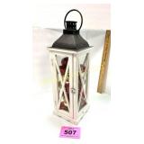 FAUX DECO LANTERN W CHRISTMAS BULBS