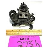 ORNATE INK WELL ON IRON BASE ANTIQUE