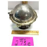 SILVER PLATE DOME ROLL TOP SERVER GLASS INSERT