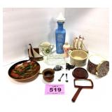 SM CROCK WATER BOWL, CREAMER, SAILBOAT, ETC.