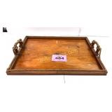 WOOD TRAY W SPOOL HANDLES