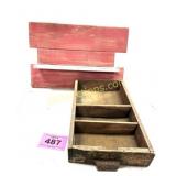 WOOD SHELF, ANTIQUE DRAWER