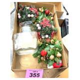 LARGE DECANTER AND CHRISTMAS CANDLE RINGS