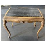 Solid Marble & Carved Wood End Table