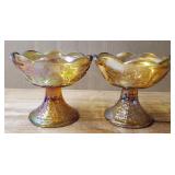 Set of Carnival Glass Pedestal Candle Holders