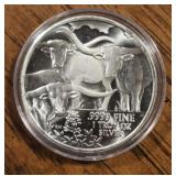 1oz Silver Round: Longhorn