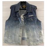 Harley Davidson Denim Vest w/ Embroidered Letters