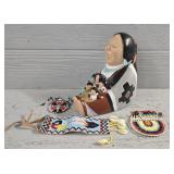 Numbered Ceramic Indian w/ Beaded Accessories
