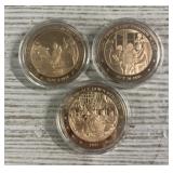 (3) Bronze US History Tokens