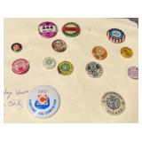 (14) Vintage Union Pin Buttons 1924-1961