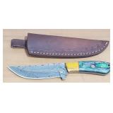 Damascus Hunting Knife w/ Sheath