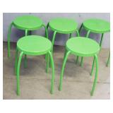 (5) Green Plant Stands/ Or Kids Stools