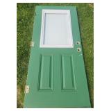 Green/White Door w/ Window Pane & Blinds