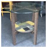 Round Glass Top End Table