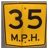Metal 35 MPH Speed Sign