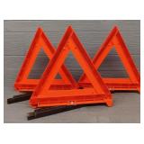 Set Of (3) Hella Tripod Road Warning Signs W/ Case