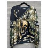 Elk Hunting Camo Art Crew Neck Menï¿½s Shirt