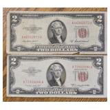 (2) Red Seal $2 Notes
