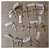 (16) Gold Toned Cross Pendants