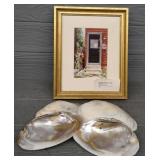 Water Color Painting & (4) Shells