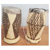 Pair of Handmade African Drums