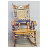 Antique  Wooden/Wicker Rocking Chair w/ Footstool