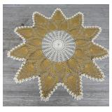Large 30" Hand-Crochet Gold & White Metallic Doily