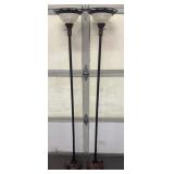 (2) Matching Glass Shade Floor Lamps