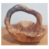 Carved Burl Wooden Basket