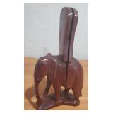 Hand Carved Iron Wood Elephant Book Ends