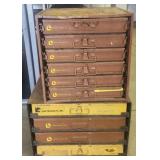 (2) Vintage Brown Toolboxes Full of Hardware