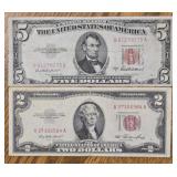 Red Seal $2 & $5 Notes