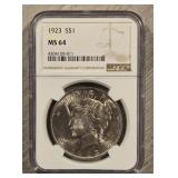 1923-P Peace Dollar: NGC MS 64