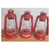 (3) Red Hurricane Lanterns