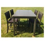 Grey Wood Dining Room Table & Chair Set