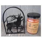 Elk Candle Holder W/ Candle & Bucket