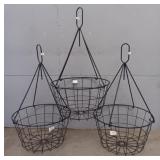 (3) Heavy 18" Hanging Flower Baskets